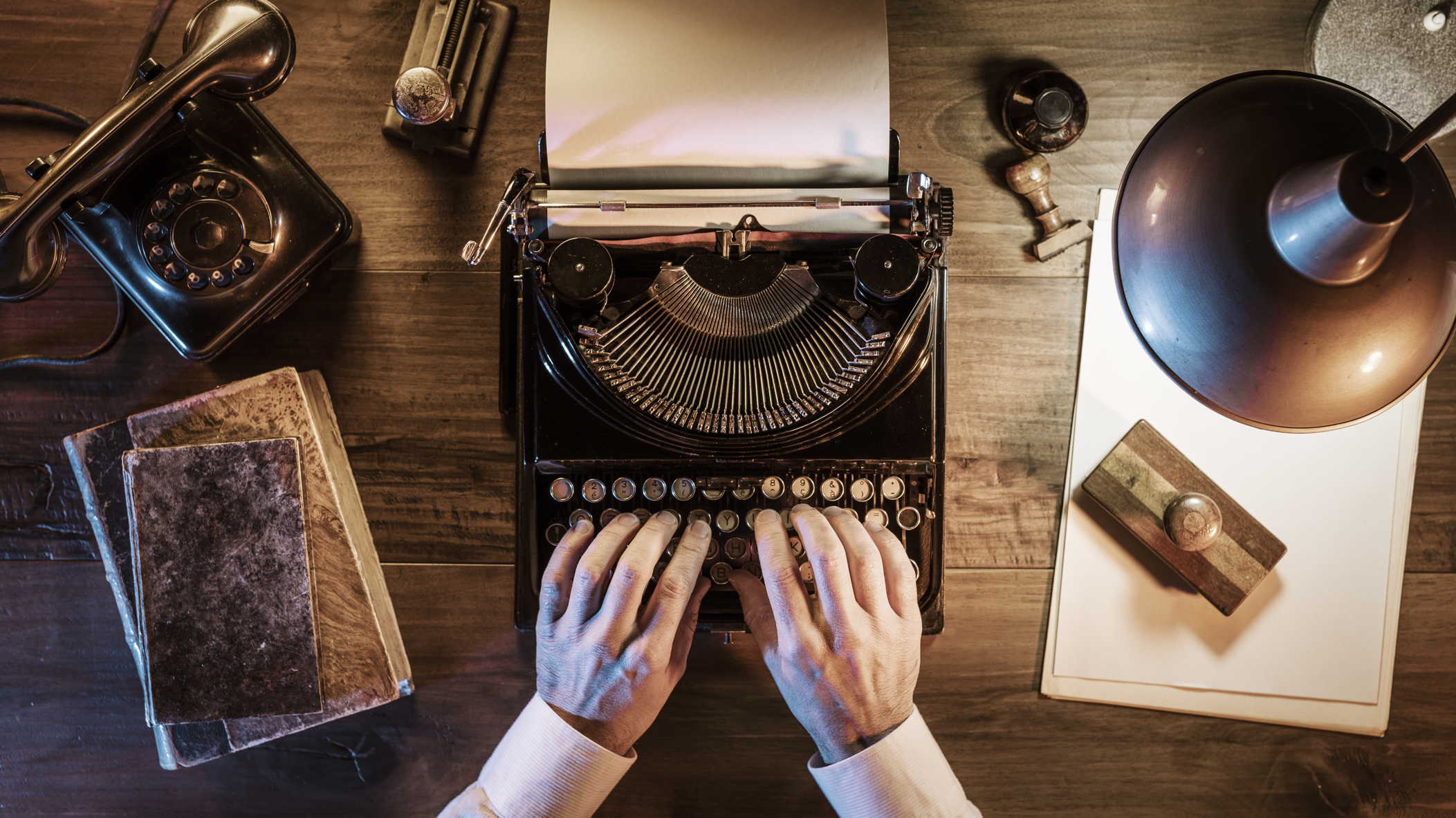 desktop with typewriter